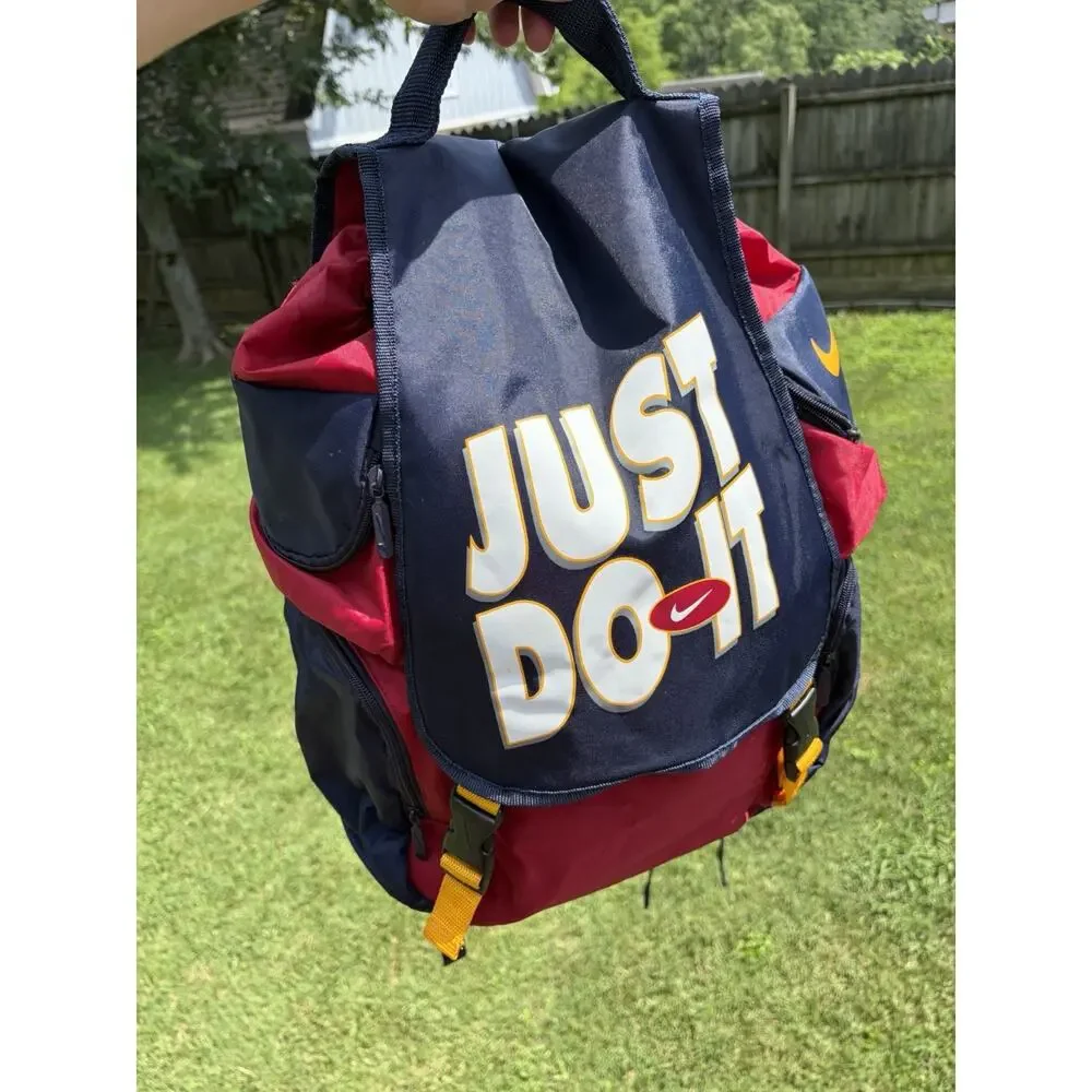 Nike Vintage Nylon Backpack White Tag Just Do It Blue Red Rare